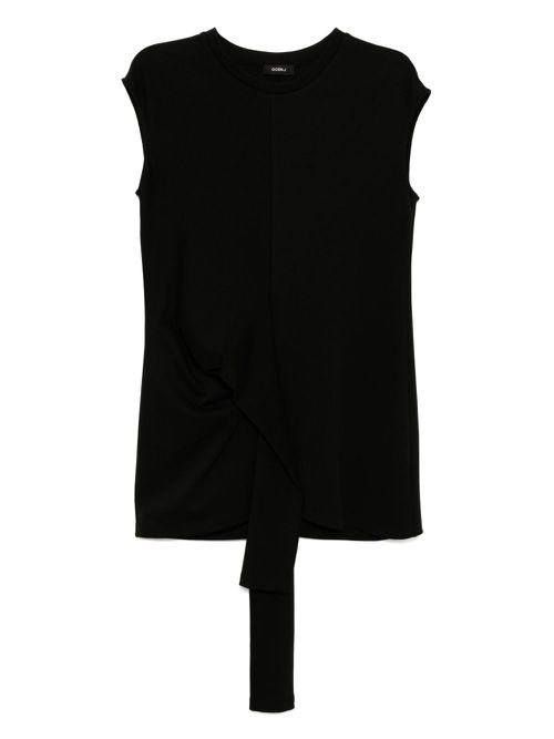 Goen.J asymmetric-draped tank top - Black