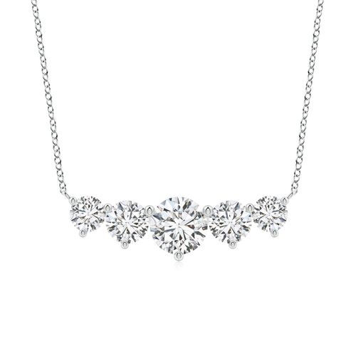 Angara 2.0 Carats Graduated Five Stone Round Diamond Necklace in 18K White Gold