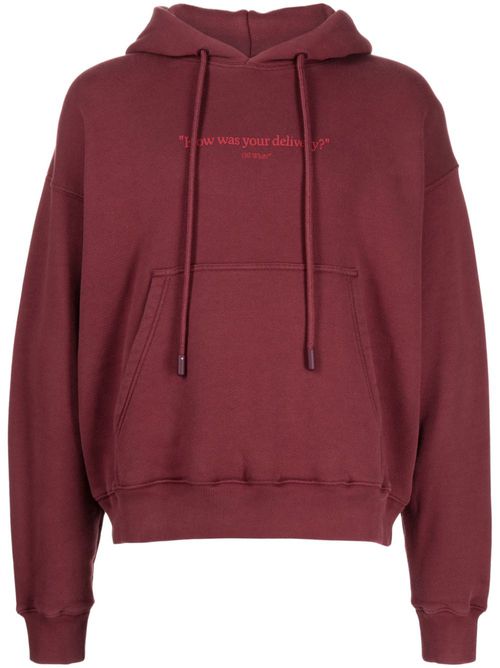 Slogan-print cotton hoodie - Red