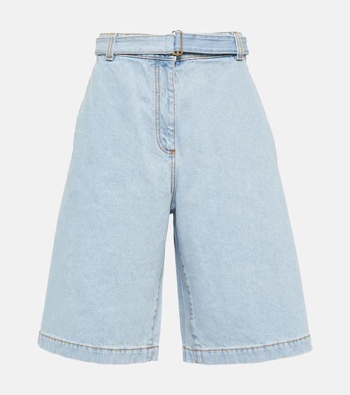 Embroidered denim shorts