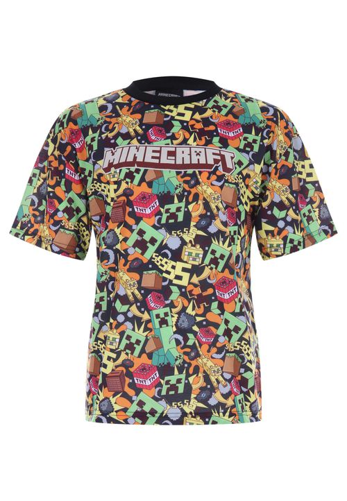 Older Boys Black & Mulitcolour Minecraft Graphic Print T-Shirt