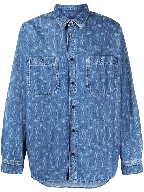 Bhelyn geometric-print denim shirt - Blue