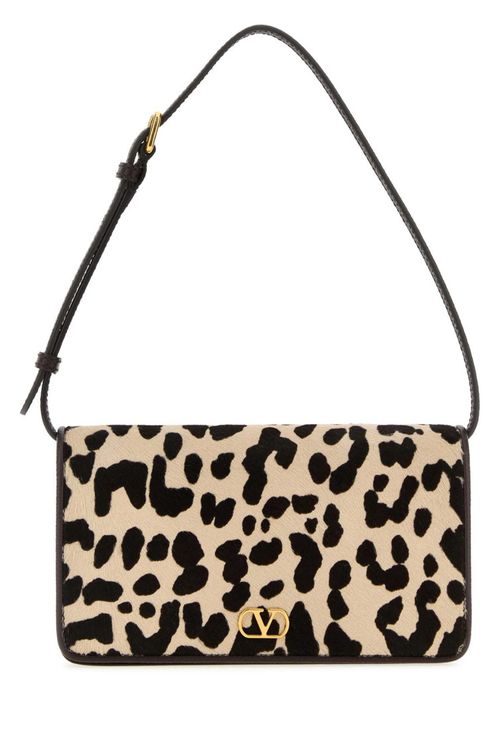 Leopard Print V Logo Shoulder Bag