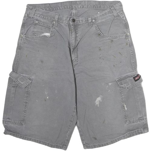 DICKIES Mens Grey Cargo Cotton Shorts L W34 Workwear Utility Pocket