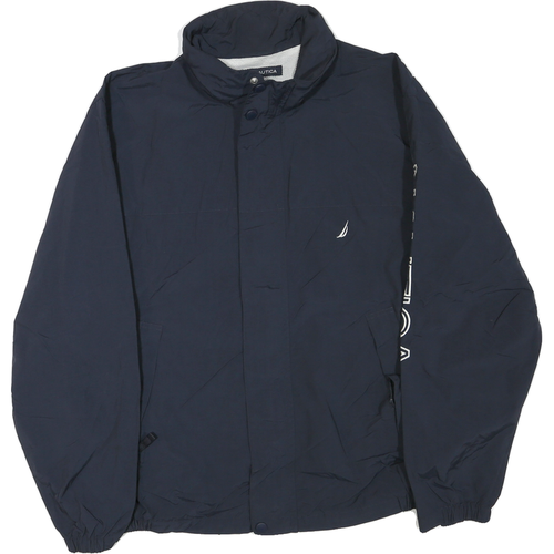 NAUTICA Mens Navy Blue Zip Jacket XL Polyester Blend Plain Nautica Sleeve Logo