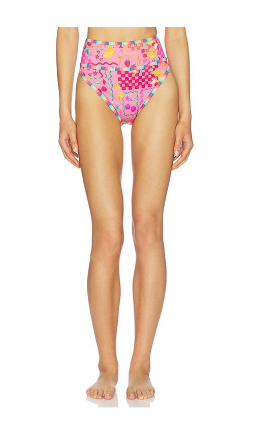 BEACH RIOT Carlotta Highwaist Bikini Bottom in Pink. - L also in M, S