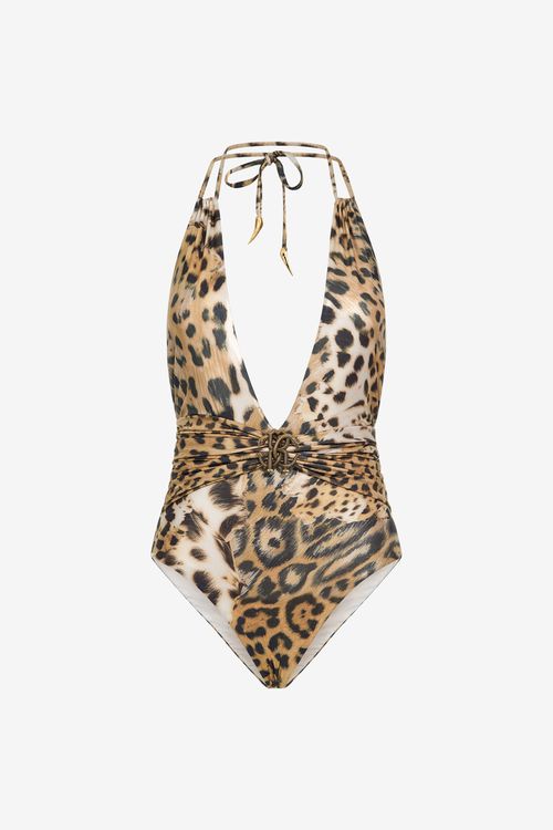 One-piece Swimsuit With Jaguar Skin Print