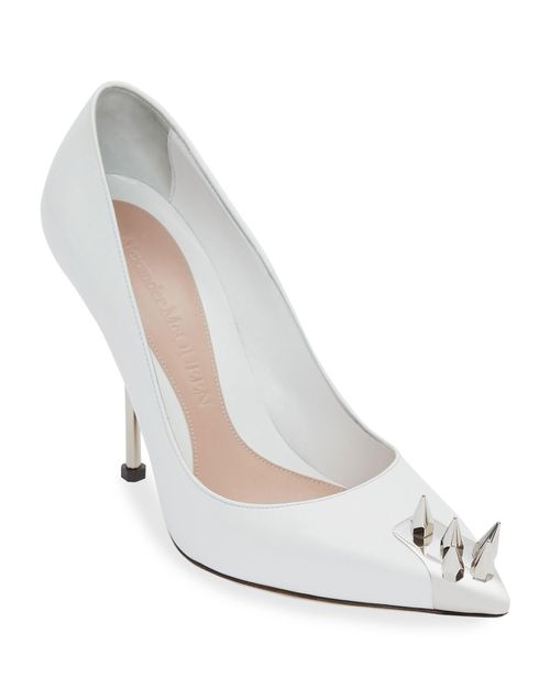 Punk Stud Pumps In White/silver