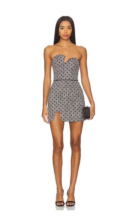 Amanda Uprichard Puzzle Strapless Mini Dress in Black & White. XL. Also in L, M