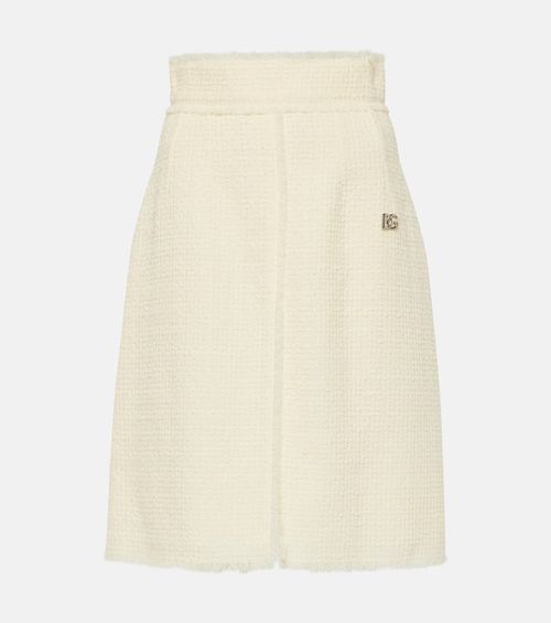 Wool-blend tweed midi skirt