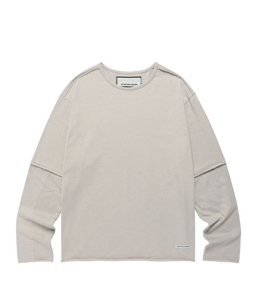 CUT-OFF LAYERED LS TEE BEIGE