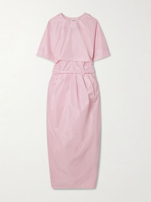 Michelina Tie-detailed Taffeta Midi Dress - Pink