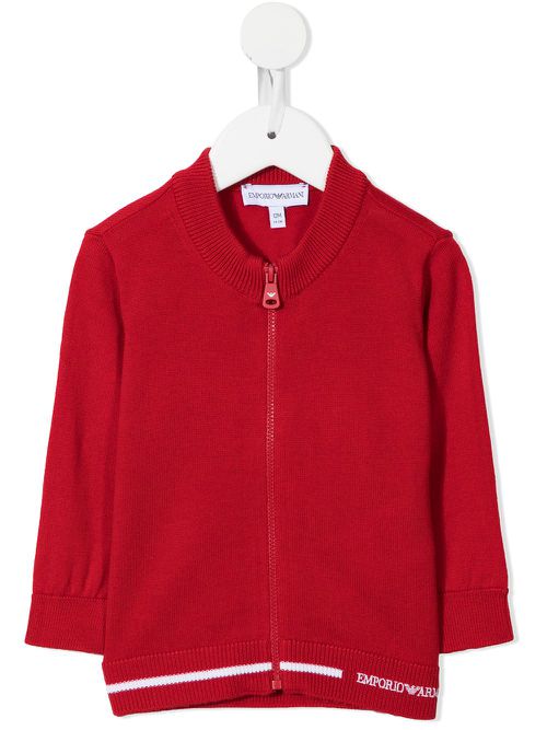 Zip-up knitted cardigan - Red