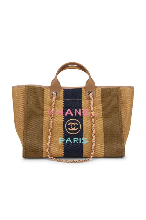 Chanel Chanel Raffia Medium Deauville Shopping Tote Bag in Multi - Brown. a