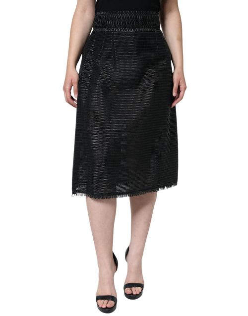 Viscose Pencil Midi Skirt — Black
