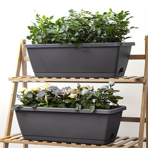 TEMU 5-pack Large Weatherproof Rectangular Garden Planters | Garden Urns | Flower Pots | Windowsill Flower Pots | Pots – Thickened Pp Self-watering
