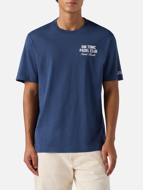 Arnott Cotton T-Shirt With Gin Tonic Cocktail Padel Club Print Blue - Men