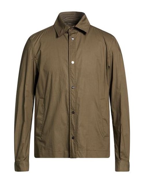 Man Shirt Military green Size 36 Cotton, Elastane