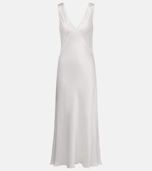 Asceno Bordeaux silk satin slip dress