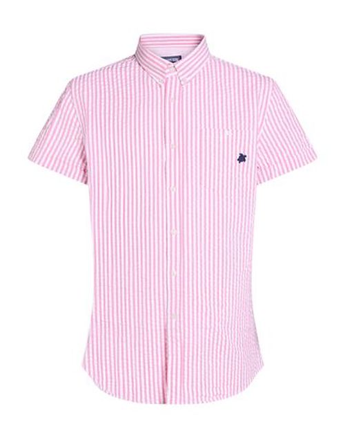 Man Shirt Pink Size L Cotton, Elastane