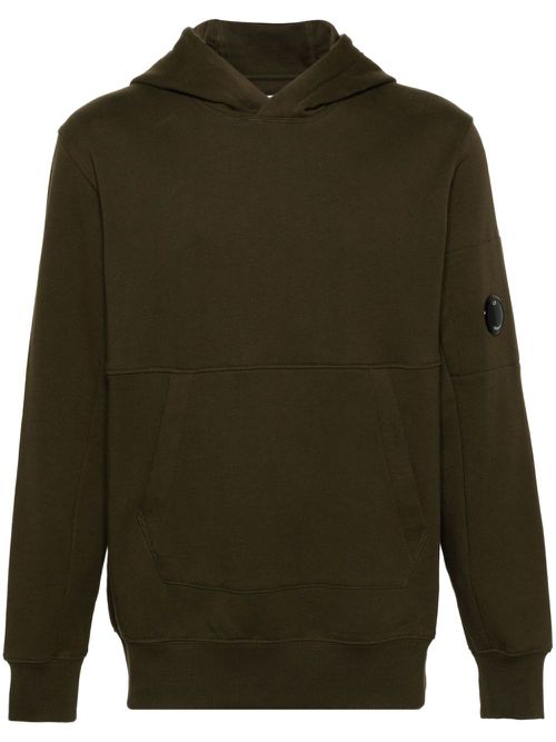 Diagonal Raised Lens-detail hoodie - Green