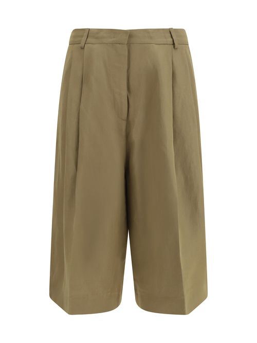 Pleated Viscose Trousers — Beige