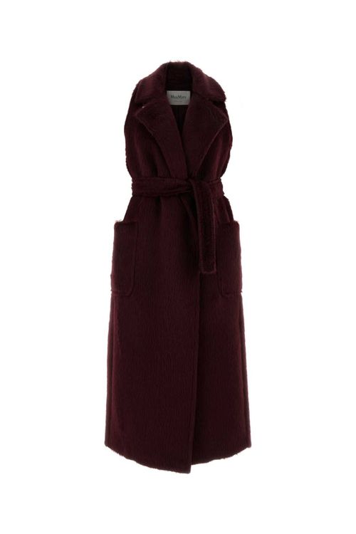 Alpaca & Wool Blend Coat — Burgundy