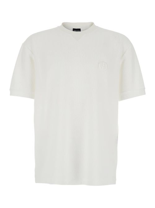White Crewneck T-shirt With Logo On The Front In Tech Fabric Stretch Man