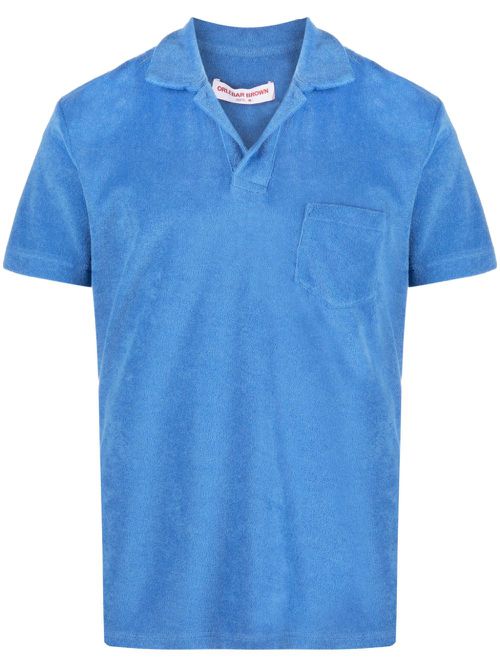 Short-sleeved terry-cloth polo shirt - Blue