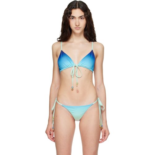 Blue & Green Gradient String Beaded Bikini Top
