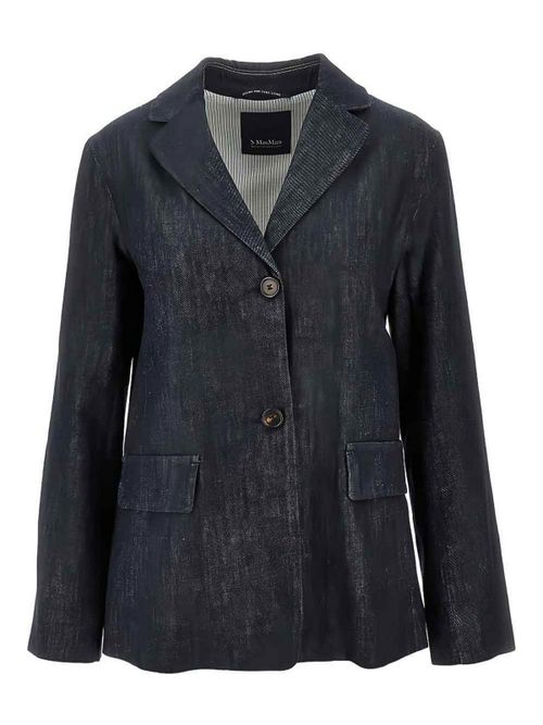 Cotton Denim Single-Breasted Straight Blazer