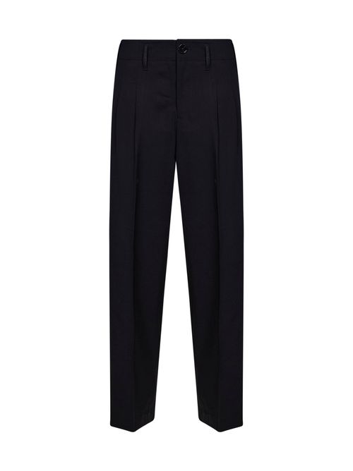 Double-Pleat Virgin Wool Trousers — Black