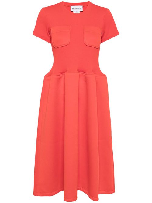 Short-sleeve flared midi dress