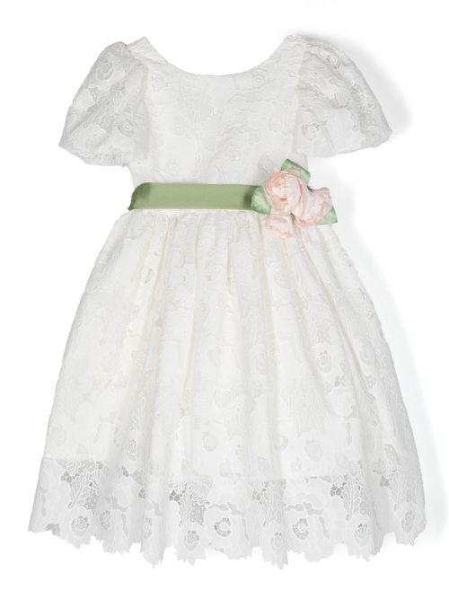 Layered guipure-lace dress - White