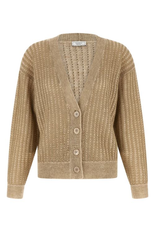 Waffle Lamé Cardigan
