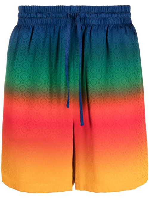 Rainbow-ombré silk track shorts - Blue
