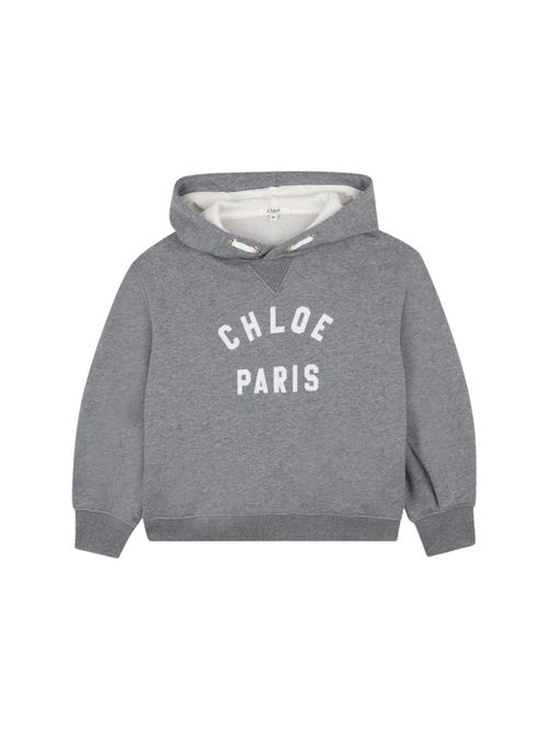 Chloé Logo Print Drawstring Hooded Sweater for Girls
