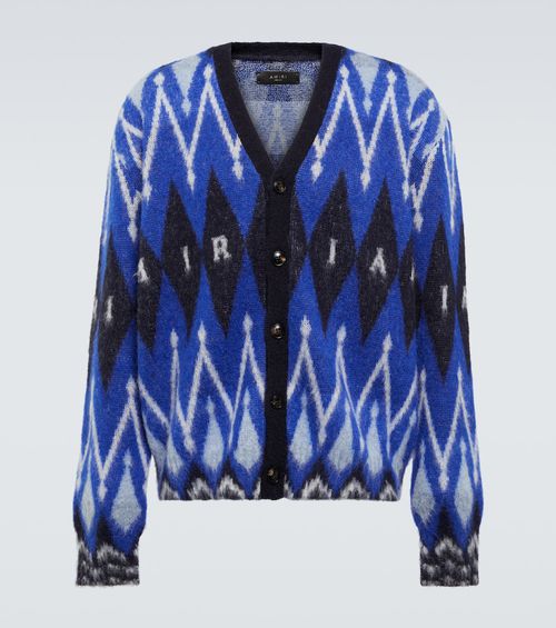 Argyle alpaca and mohair-blend cardigan