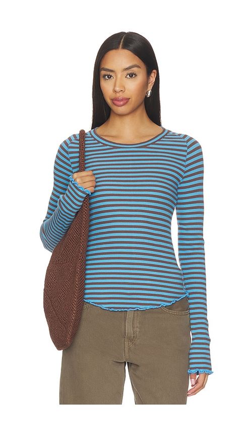 Free People X We The Free Easy Does It Striped Tee in Blue. - S also in XS, M