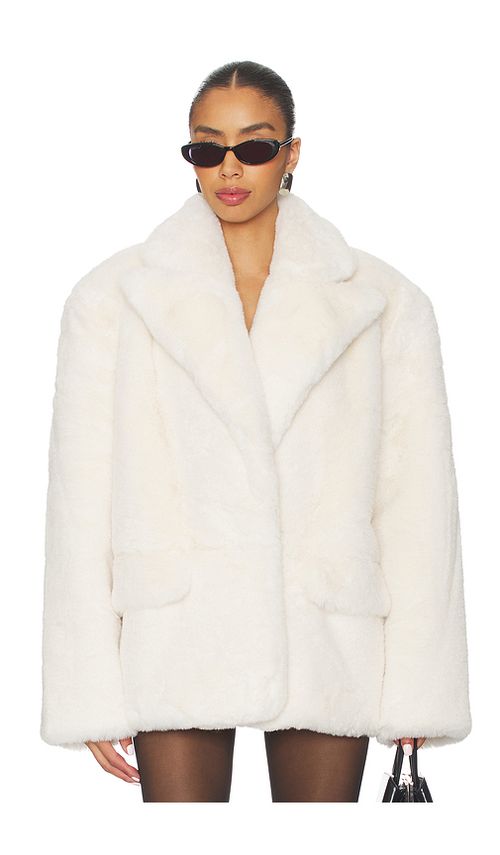 Lovers and Friends Lorelai Faux Fur Coat in Ivory. L also in