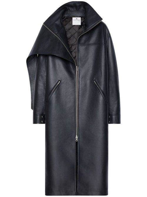 Oversize leather coat - Black