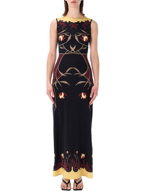 Floral-print Tie-neck Maxi Dress