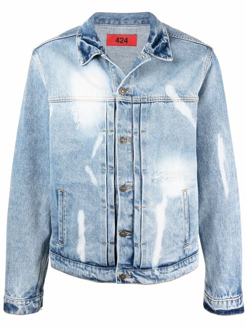 Bleached denim jacket - Blue