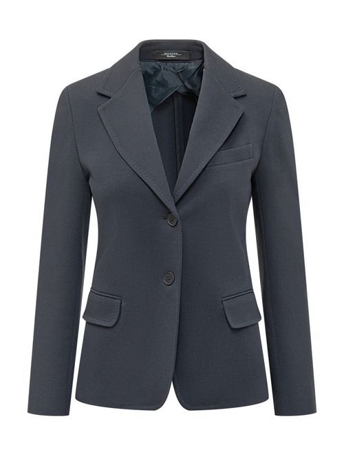Blue Solid Notched Lapel Blazer