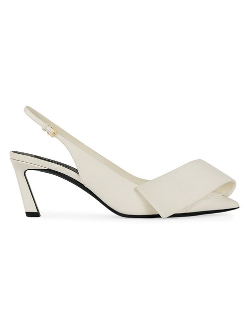 Women's Twisted Ribbon Slingbacks Pumps in Leather - Ivory