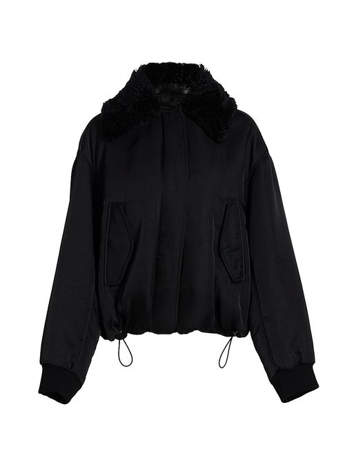 Women's Vadra Faux-Shearling Collar Twill Jacket - Black
