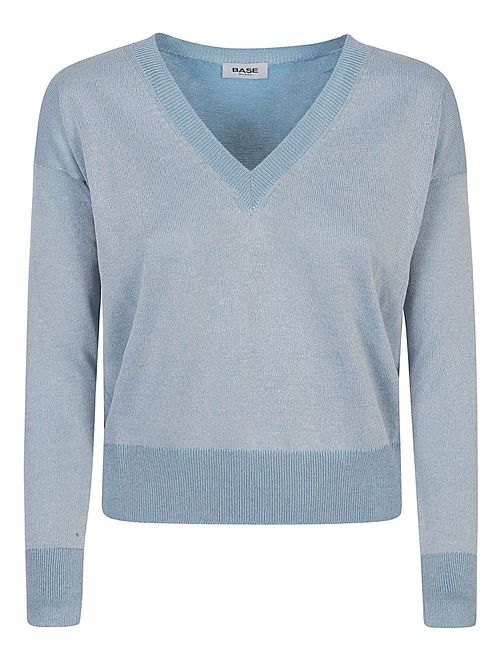 BASE- Cotton Blend V-neck Sweater