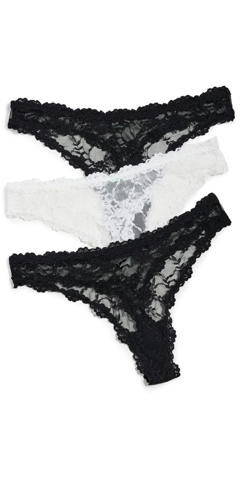 Maria Lace Thong 3 Pack Black/Ivory/Black