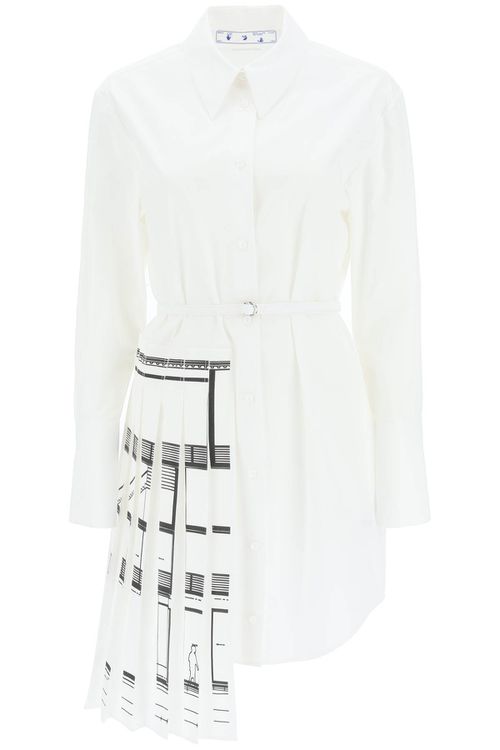 Pleated panel shirt-dress