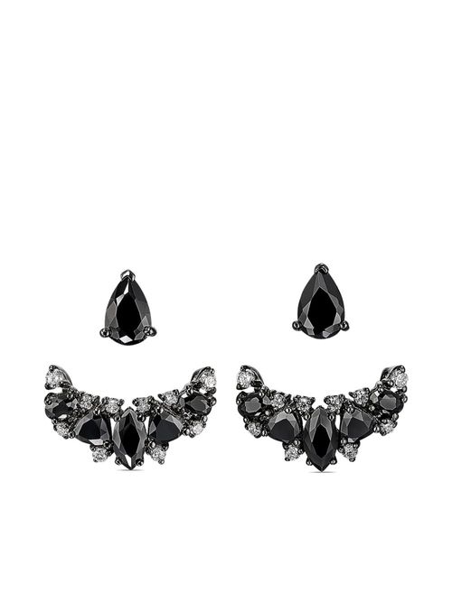 18kt white gold Twinkle Ear-Jacket earrings - Black